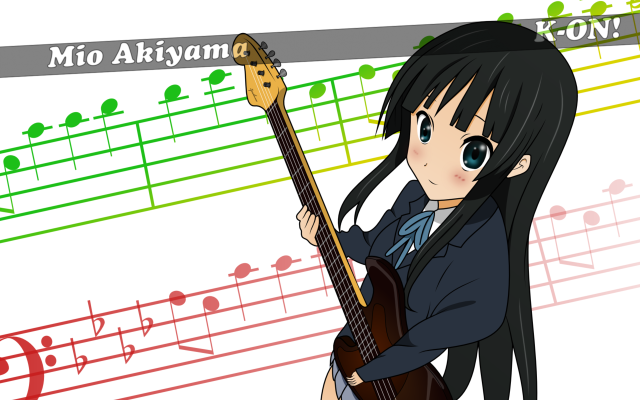 Girl guitar musical notes background free wallpaper for desktop - medium preview image
