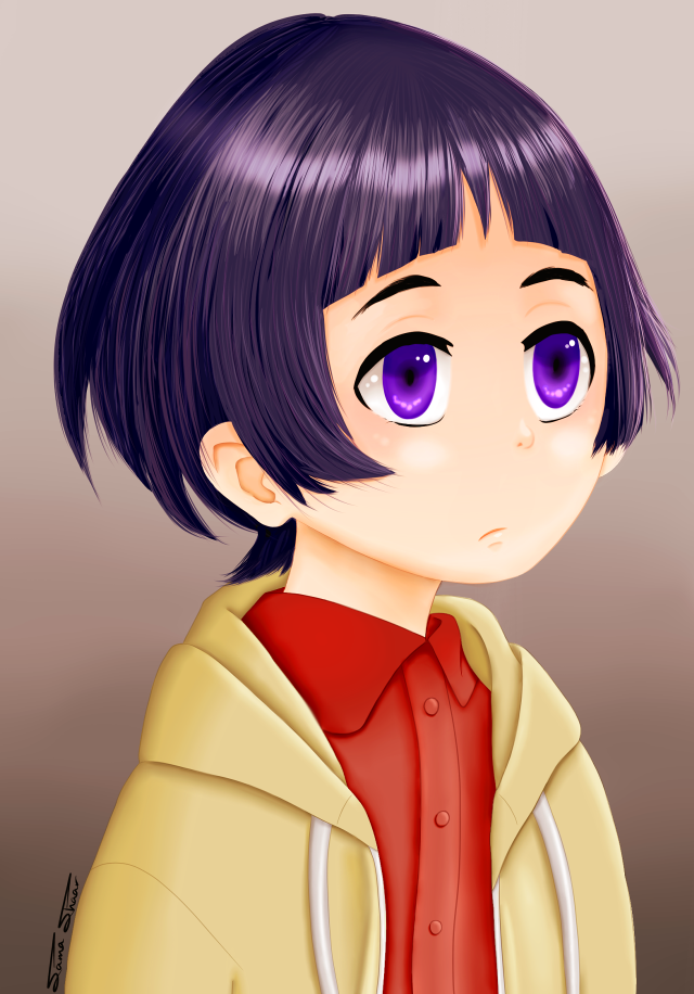 Purple eyes hoodie drawing person free wallpaper for mobile - medium preview image