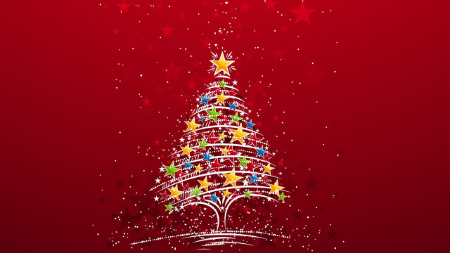 Christmas tree stars red background #6 free wallpaper for desktop - medium preview image