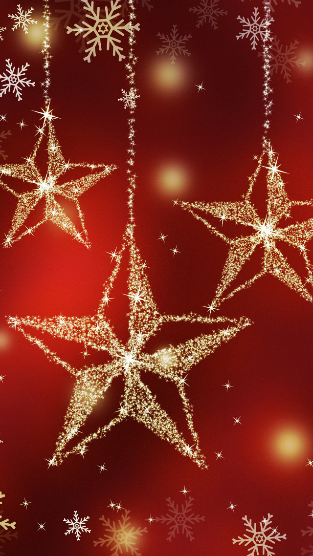 Red gold stars snowflakes fireworks free wallpaper for mobile - medium preview image