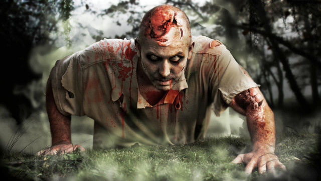 Bloody man grass hands knees free wallpaper for desktop - medium preview image