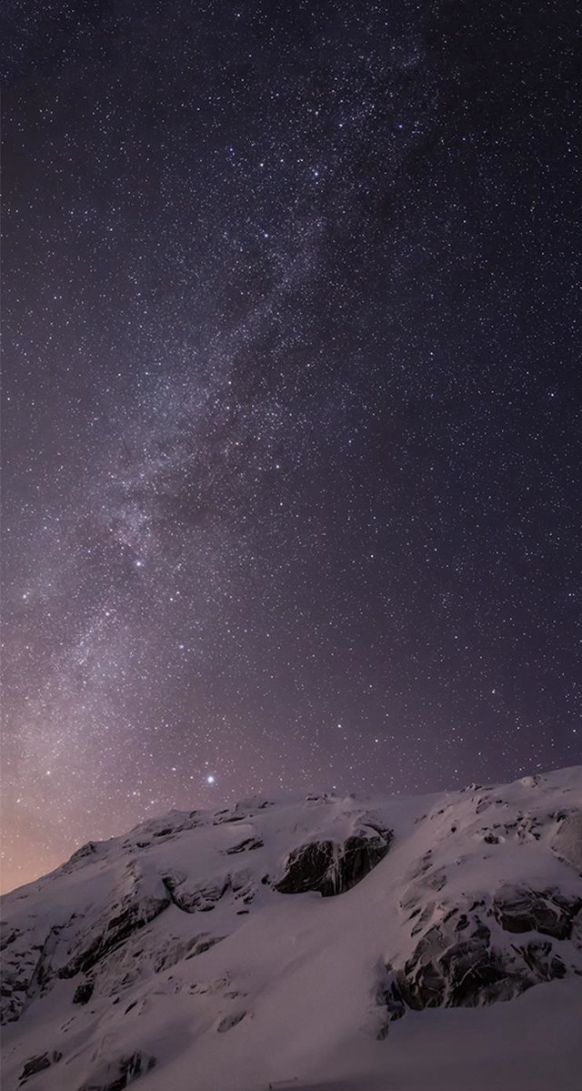 Mountain snow slope night sky free wallpaper for mobile - medium preview image