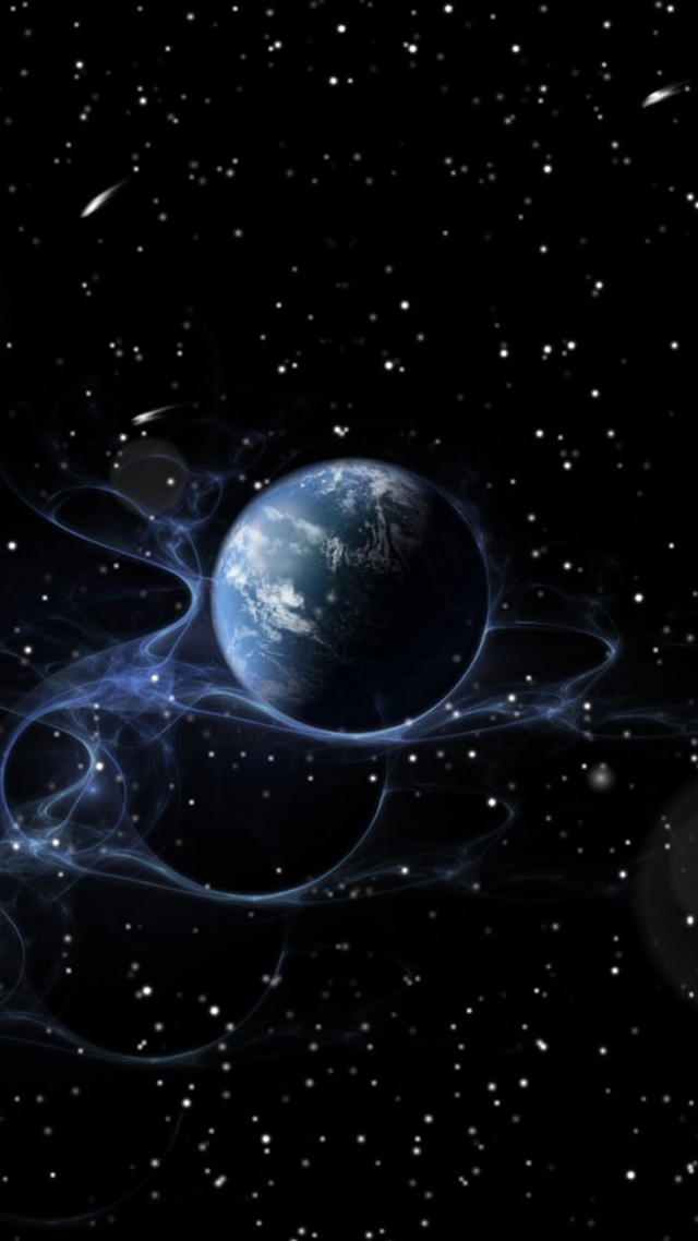 Planet stars black background white free wallpaper for mobile - medium preview image