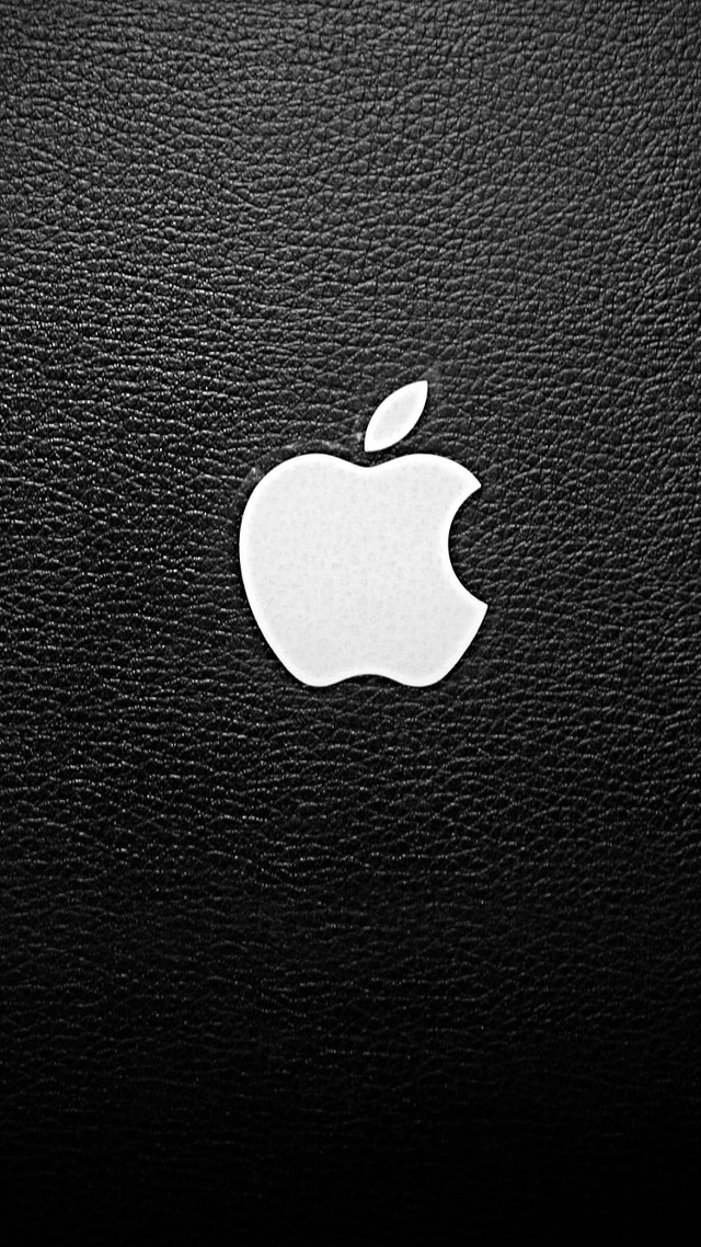 Apple logo black leather white free wallpaper for mobile - medium preview image