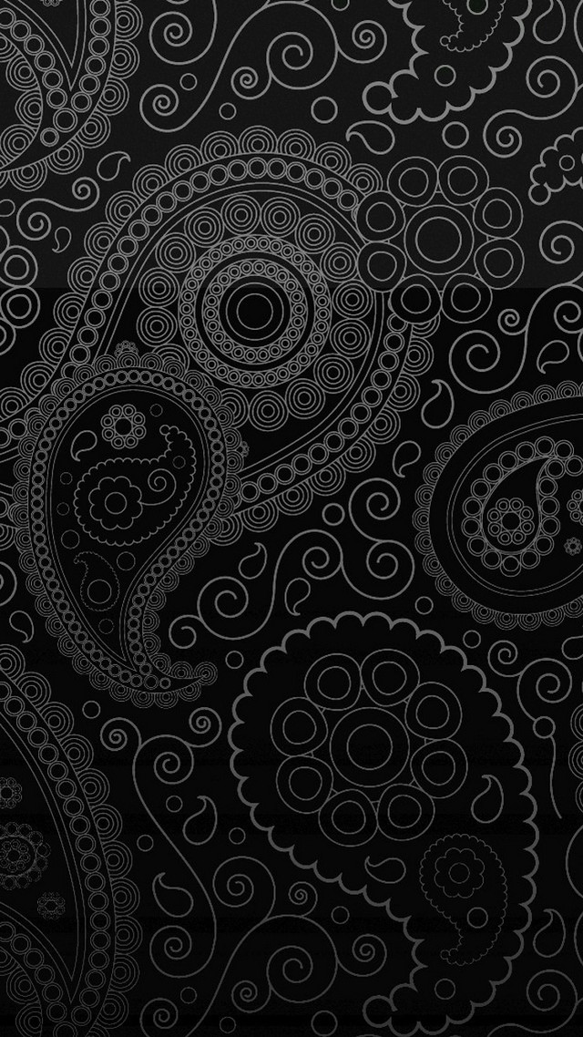 Black white paisley pattern swirls free wallpaper for mobile - medium preview image