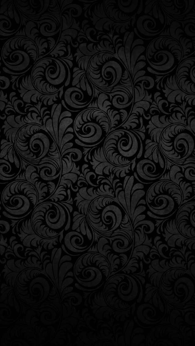 Black background swirls leaves pattern #2 free wallpaper for mobile - medium preview image