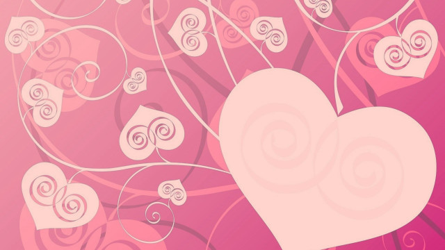 Heart swirls pink background pattern free wallpaper for desktop - medium preview image