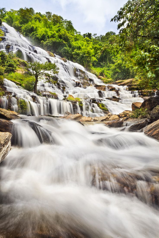 Waterfall jungle Thailand nature beautiful free wallpaper for mobile - medium preview image