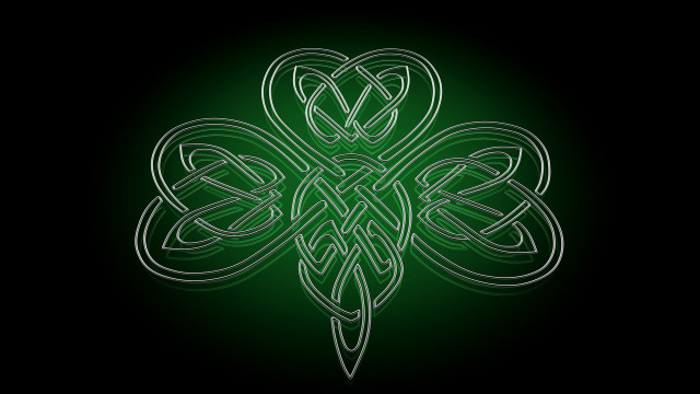 Green shamrock black background white free wallpaper for desktop - medium preview image