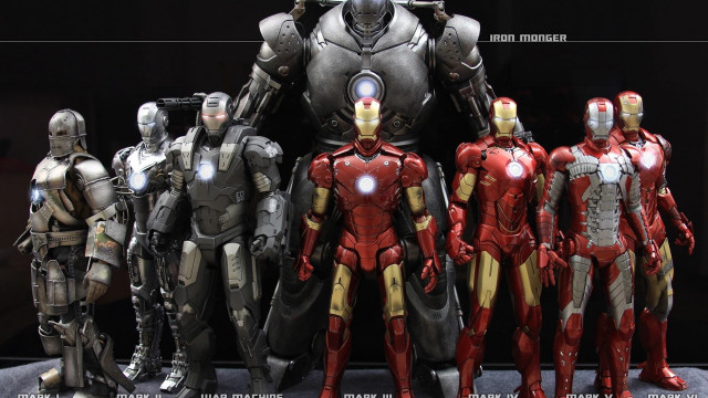 Iron man action figures display free wallpaper for desktop - medium preview image