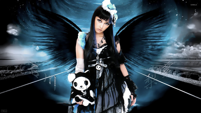 Woman panda bear angel wings free wallpaper for desktop - medium preview image