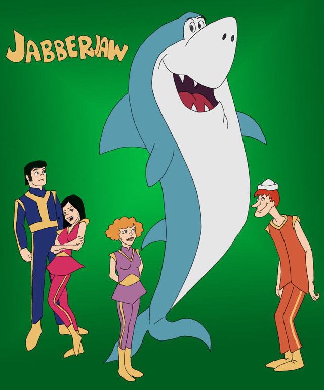 Shark cartoon people green background free wallpaper for mobile - medium preview image