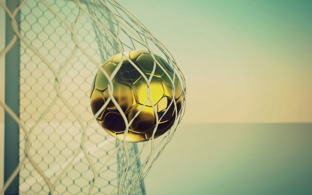 Soccer ball stuck in net #2 free wallpaper for desktop - medium preview image