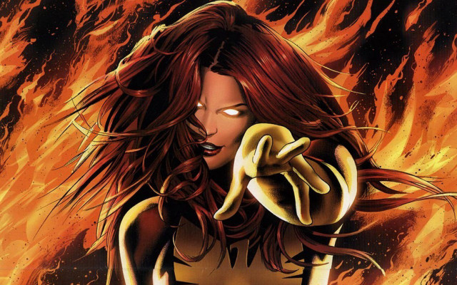 Redhair woman yellowshirt banana fire free wallpaper for desktop - medium preview image