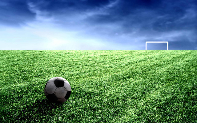 Soccer ball green field goal #2 free wallpaper for desktop - medium preview image