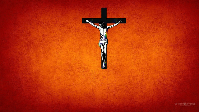 Man cross red wall painting free wallpaper for desktop - medium preview image