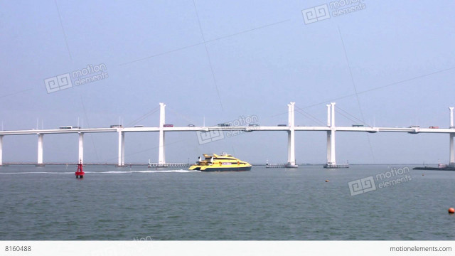 Yellow boat water bridge red free wallpaper for desktop - medium preview image