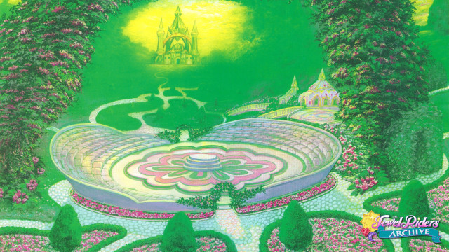 Garden fountain castle trees flowers free wallpaper for desktop - medium preview image