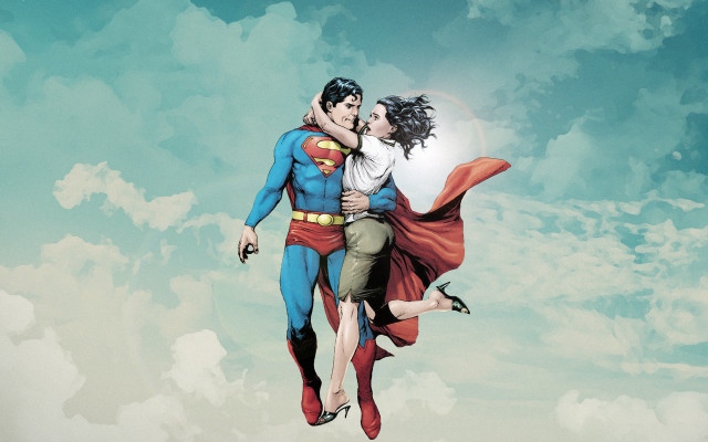 Man woman flying superman costume free wallpaper for desktop - medium preview image