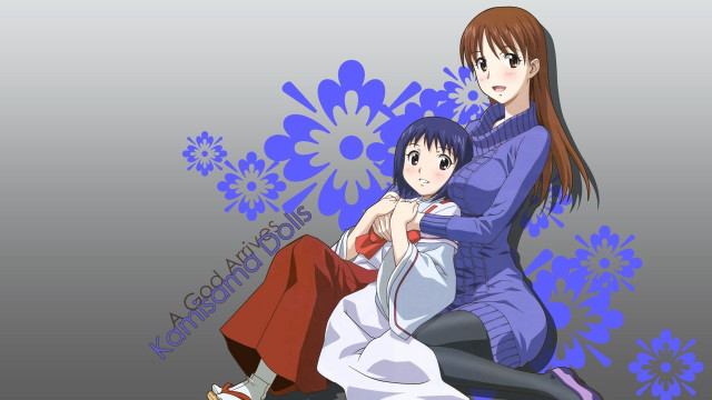 Anime characters chair flowers blue free wallpaper for desktop - medium preview image
