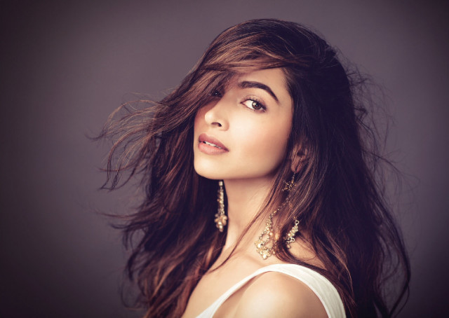 Woman long hair earrings up free wallpaper for desktop - medium preview image