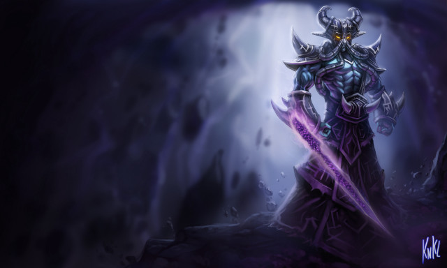 Man purple outfit sword cave free wallpaper for desktop - medium preview image