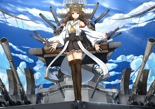 Woman sailor outfit ship guns free wallpaper for desktop - medium preview image