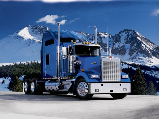 Blue truck mountain scene detailed #2 free wallpaper for desktop - medium preview image