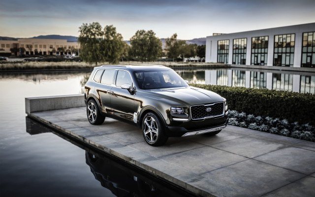 Black suv concrete platform lake free wallpaper for desktop - medium preview image
