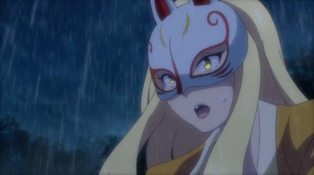 Woman cat mask rain yellow free wallpaper for desktop - medium preview image