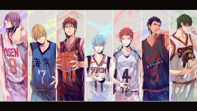 Anime basketball players group uniforms free wallpaper for desktop - medium preview image