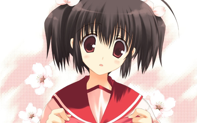 Anime girl flower spring school free wallpaper for desktop - medium preview image