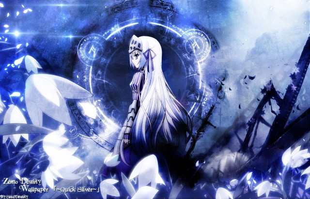 White hair white dress clock free wallpaper for desktop - medium preview image