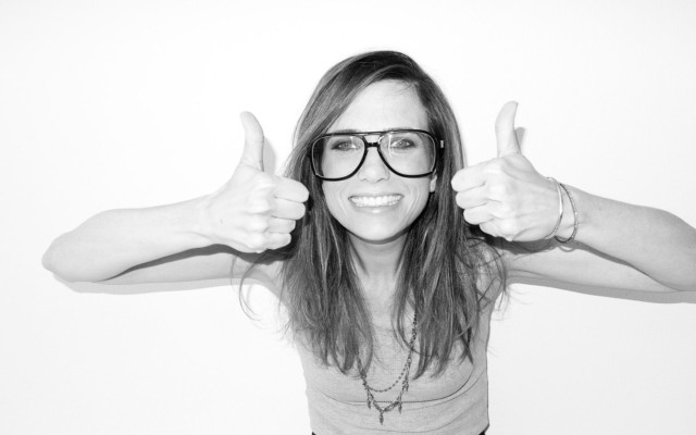 Woman glasses thumbs up smiling free wallpaper for desktop - medium preview image