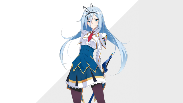 Woman blue hair sword white free wallpaper for desktop - medium preview image