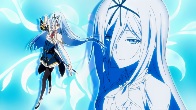 Woman white hair blue dress #2 free wallpaper for desktop - medium preview image