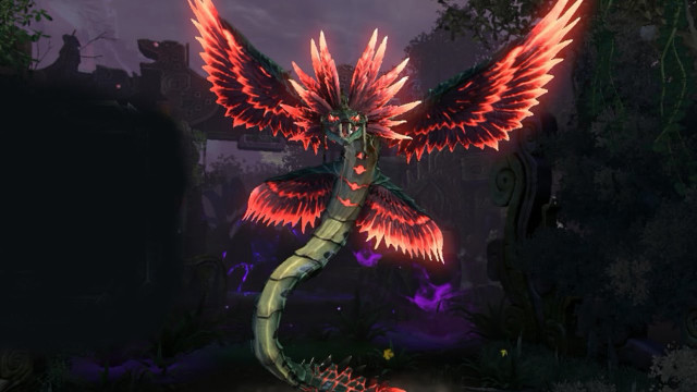 Red bird flying forest trees free wallpaper for desktop - medium preview image