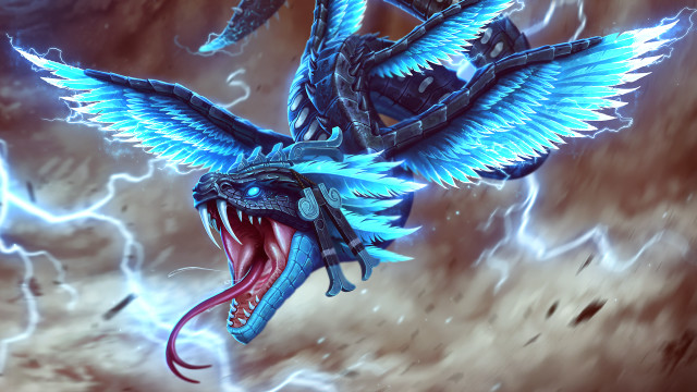 Blue dragon large beak lightning free wallpaper for desktop - medium preview image