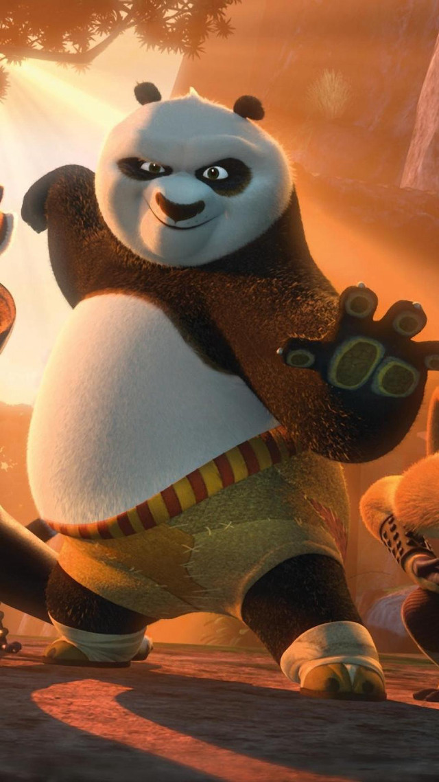 Panda dancing cartoon scene animals free wallpaper for mobile - medium preview image