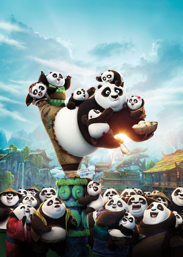 Pandas on rocks sky background free wallpaper for mobile - medium preview image