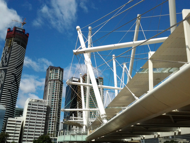 Bridge building blue sky clouds free wallpaper for desktop - medium preview image