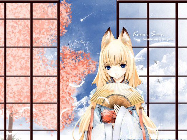 Anime girl fan sky window free wallpaper for desktop - medium preview image
