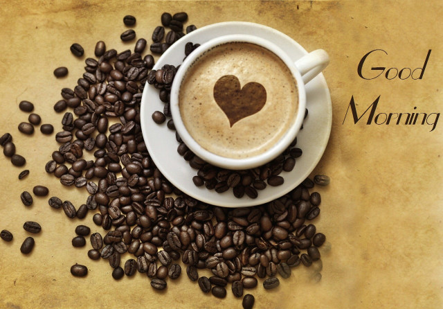 Coffee heart beans good morning free wallpaper for desktop - medium preview image