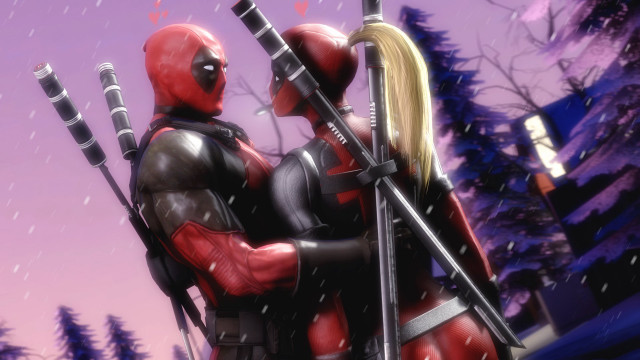 Deadpools snow swords purple sky free wallpaper for desktop - medium preview image