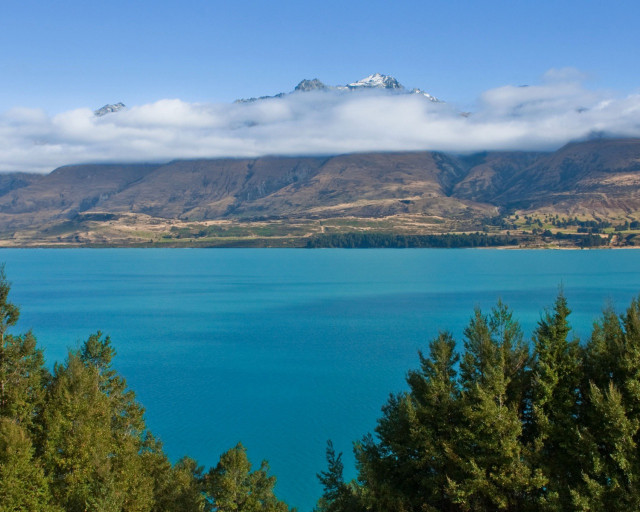 Mountain range lake trees foreground #5 free wallpaper for desktop - medium preview image