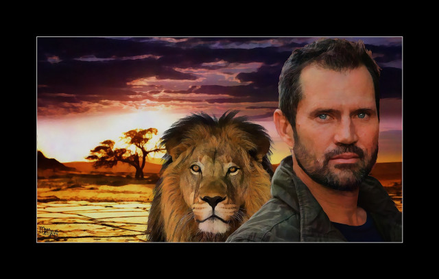 Man lion shoulder sunset image free wallpaper for desktop - medium preview image