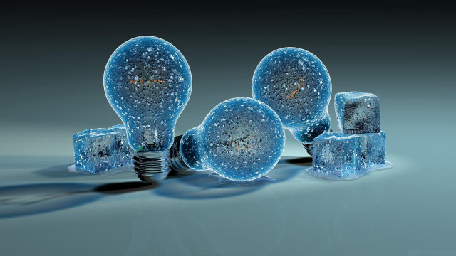Light bulbs ice cubes tabletop free wallpaper for desktop - medium preview image