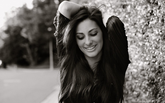 Woman long hair posing bush free wallpaper for desktop - medium preview image