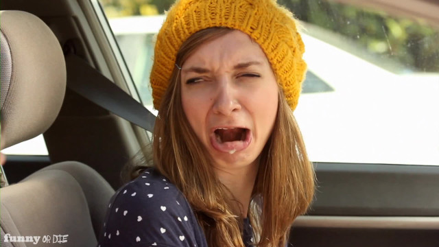 Woman car funny face mouth free wallpaper for desktop - medium preview image