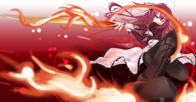 Woman long hair holding sword free wallpaper for desktop - medium preview image